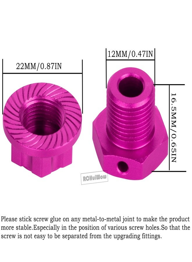 RCHuiWow RC 17MM Wheel Hub w/Anti-dust Cap Nuts Upgrades Part for 1/8 Typhon 3S BLX,Typhon Mega 550,Alloy Aluminium Wheel Hub Hex w/Wheel Wrench,Pink - Image 3